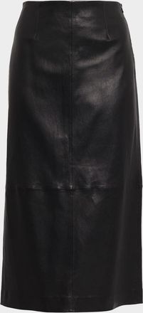 SIMKHAI Raven Leather Pencil Midi Skirt