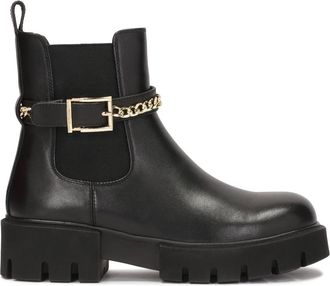Kazar Chelsea laarzen met decoratieve riem en ketting - Dames - Chelseaboots - Zwart - 36 EU - Leer - Schoenen