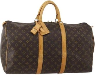 Louis Vuitton Tweedehands Canvas Louis Vuitton tassen - Dames - Vintage Weekendtas - Bruin - ONE Size - Vintage