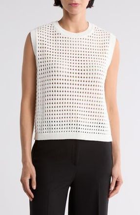 DKNY Sleeveless Open Stitch Sweater in White at Nordstrom Rack, Size X-Large