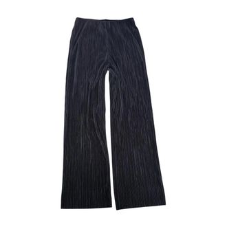 Calvin Klein Wide Trousers, female, Black, Size: XS Plisse Pull-On Trousers