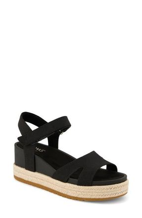 Toms Alana Wedge Sandal in Black/Jute at Nordstrom, Size 8.5