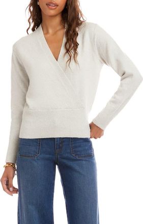 Karen Kane Sequin Wrap Sweater in Cream at Nordstrom, Size X-Large