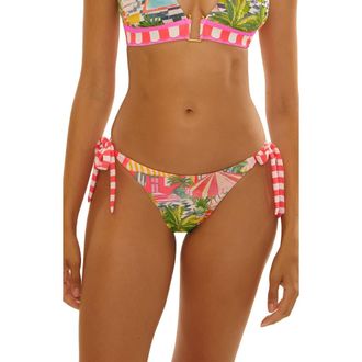 BECCA by Rebecca Virtue Miami Beach Side Tie Bikini Bottoms in Coral Multi at Nordstrom, Size Small