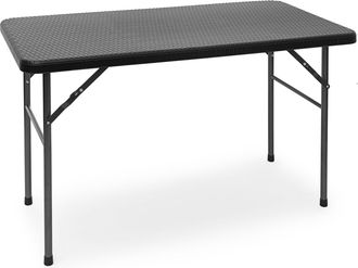 Relaxdays Relaxdays - Mesa Terraza Plegable Bastian, Rectangular, 74x121,5x61,5cm, Efecto Rat&aacute;n, Para Exterior, Mesita Jard&iacute;n, Negro