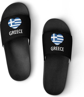 Generic Greek Flag Shower Shoes Slipper for Women Men Beach Slippers Quick Drying Non Slip Open-Toe Sandals