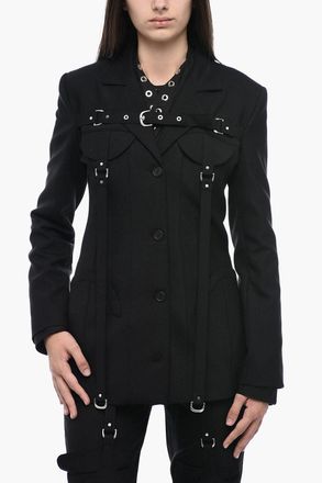Off-white Blazer Stile Cargo con Fibbie Off-White