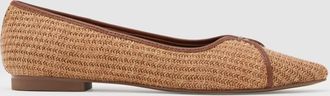 Reiss Natural Raffia-effect Pointed-toe Ballerina Shoes, 336