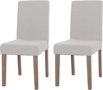 Hhg Lote De 2 Sillas De Comedor Littau, Silla De Cocina Respaldo Alto, Tela/textil Boucl&eacute; Madera, Crema, Patas Color Natural
