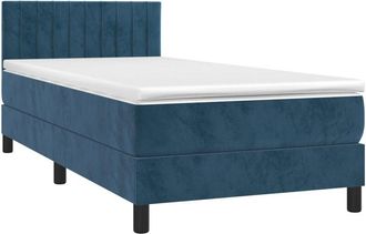 vidaXL Cama Box Spring Colch&oacute;n Y Led Terciopelo Azul Oscuro 80x200 Cm Vidaxl