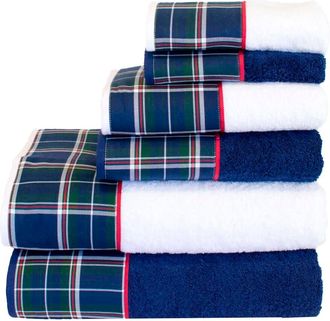 Casa da Laura Juego 6 toallas escocés 550 gr/m2 azul marino 100% algodón