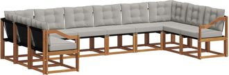 vidaXL Conjunto De Sof&aacute;s De Exterior 10 Uds. Natural Y Gris Claro Vidaxl