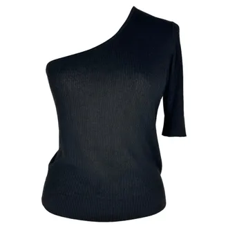 Iro Iro One Shoulder Top in Black Viscose