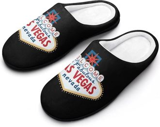 Generic Welcome to Las Vegas Mens Slippers Memory Foam Winter Warm Sandals Slip On House Shoes Size 7-14