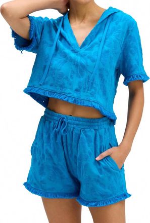 Allison New York Capri Cotton Shorts In Aqua