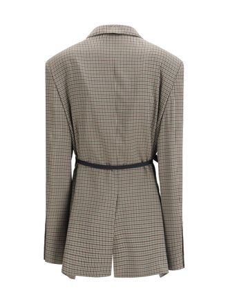 Balenciaga Vichy-Pattern Lyocell Blazer - Khaki
