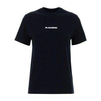 Jil Sander T-Shirts, female, Black, Size: XS Cotton Crew-Neck T-Shirt