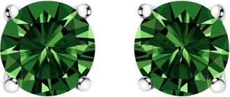 House of Brilliance 14K White Gold 1/2 Cttw Lab Grown Green Diamond Classic Solitaire Stud Earrings with Pushback