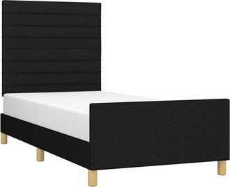 vidaXL Estructura De Cama Sin Colch&oacute;n Tela Negro 90x190 Cm Vidaxl