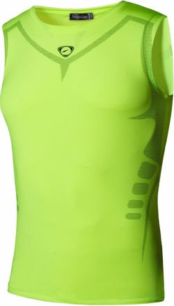 Jeansian Mens Sport Compression Sleeveless T-Shirt Tank Top Vest LSL207 GreenYellow XL