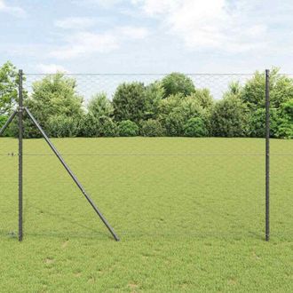 vidaXL Reja Con Postes Gris 1.5 X 25 M Acero Recubierto De Pvc Vidaxl