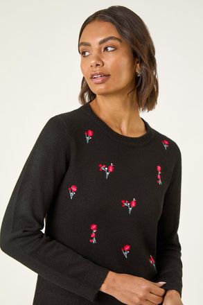 Roman Floral Embroidered Knit Jumper