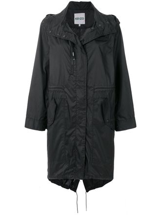 Kenzo hooded raincoat - women - Polyester - M - Black