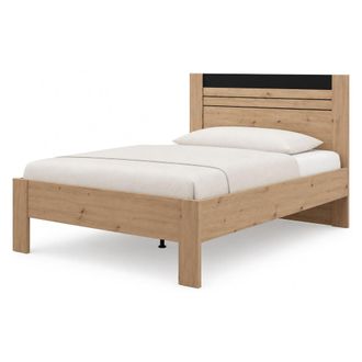 Dmora Cama Doble Kabale, Tama&ntilde;o Colch&oacute;n 160x200 Cm, Cabecera Con Detalle Acanalado, Soporta 200 Kg, Roble Nudos Marr&oacute;n