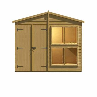 Shires Sun Hut 8 x 4 Feet Potting Shed - L119 x W244.8 x H222.5 cm in Brown