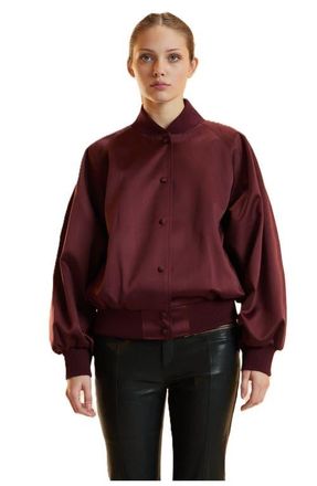 Cynthia Rowley Satin Bomber Jacket in Burgundy at Nordstrom, Size X-Small