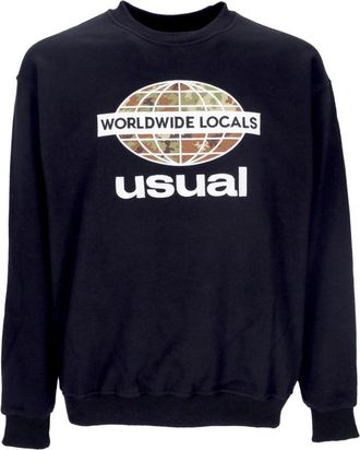 Usual Local Crewneck Zwart Sweatshirt - Heren - Sweatshirts - Zwart - XL - Katoen - Hoodies & sweatvesten