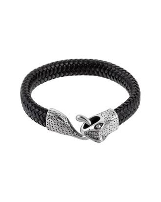 Eyecandy LA Eye Candy La Luxe Collection Jerry Snake Head Leather & Stainless Steel Bracelet