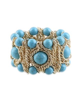 Liv Oliver 18K Plated Turquoise Statement Bracelet