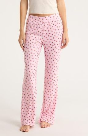 PJ Salvage Crazy for the Holidays Brushed Pointelle Pajama Pants in Pink at Nordstrom Rack, Size X-Large