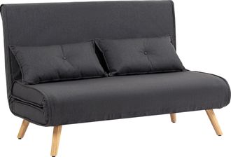 HOMCOM Click Clack Sofa Bed - 2 Seater Bed Settee for Living Room - Green | TJ Hughes