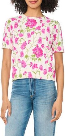 CeCe by Cynthia Steffe Printed Short Sleeve Cotton Sweater in Antique White at Nordstrom Rack, Size X-Small