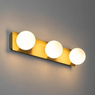 QAZQA Cederic wandlamp 48x8x10.4cm - 3 lichts - IP44 - geborsteld messing (goud)
