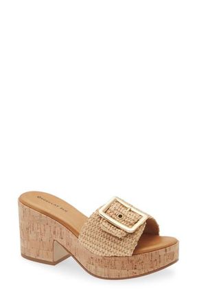 Chocolat Blu Gani Platform Slide Sandal in Natural Raffia at Nordstrom, Size 6.5-7Us