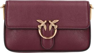 Pinko Bordeaux Leather One Love Baby Shoulder Bag