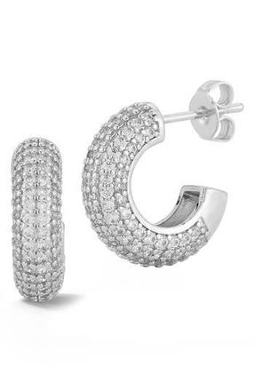 Glaze Jewelry Pav&eacute; Cubic Zirconia Hoop Earrings in Silver at Nordstrom Rack