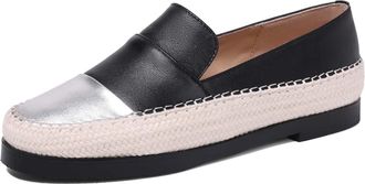 TinaCus Handmade Womens Genuine Leather Cap-Toe Slip on Casual Fomal Loafer Flats Shoes, Black, 5.5 UK