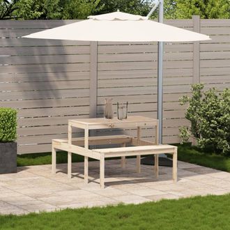 Berkfield Home Picnic Table 110x134x75 cm Solid Wood Pine in Light Brown | Size: 110 x 134 x 75 cm