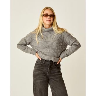 Carve Designs Neve Cable Turtleneck in Pewter Heather at Nordstrom, Size Xx-Small