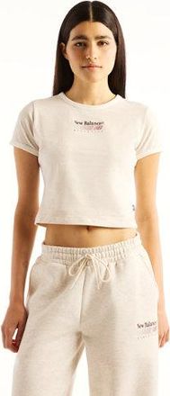 New Balance Mujer Trackside Ringer T-Shirt en Beige, Jersey de algod&oacute;n, Talla 2XL
