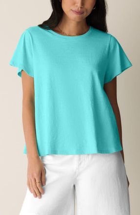 Eileen Fisher Crewneck Top in Aqua at Nordstrom, Size Xx-Small