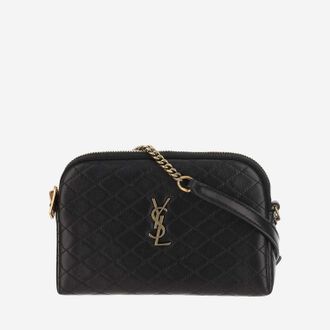 Saint Laurent Womens Quilted Lambskin Leather Shoulder Bag Black
