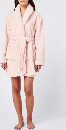 Papinelle Sleepwear Cosy Plush Short Robe in Pink at Nordstrom, Size Large