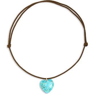 Zo&euml; Chicco Turquoise Heart Paracord Necklace in 14K Yellow Gold /Turquoise at Nordstrom, Size 26