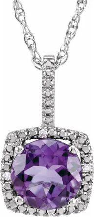 Allurez Lab Grown & Natural Diamond Pendant Necklace in Sterling Silver in Amethyst at Nordstrom, Size 18
