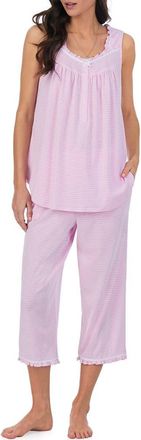 Eileen West Stripe Sleeveless Capri Jersey Pajamas in Pink Stripe at Nordstrom, Size Large